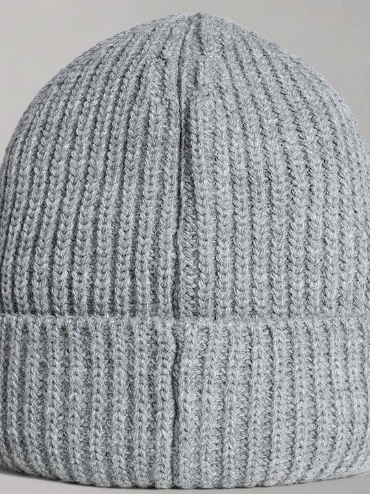 Napapijri Foli 3 Beanie Cap Ribbed In Gray Colour