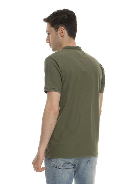 Double S Herren Kurzarmshirt Schaltflächen Khaki