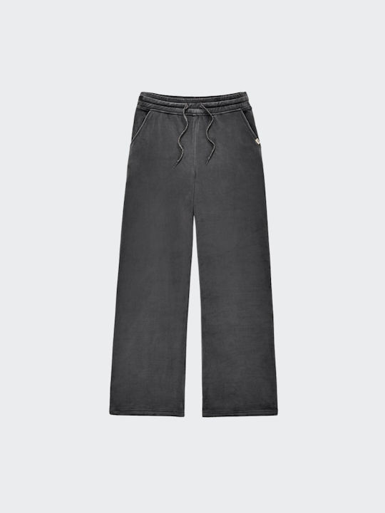 Francey Παντελόνι Φόρμας Φαρδύ Βελουτέ Dark Grey