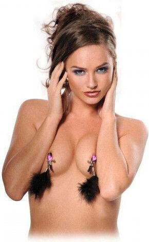 Naughty Toys Щипки за Зърна Пера за скоби за скоби Black