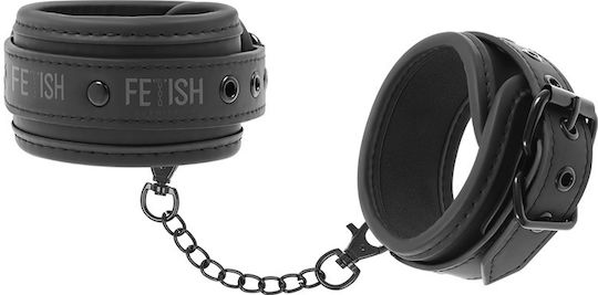 Fetish Submissive Ankle Cuffs Vegan Leather Handcuffs in Black Color