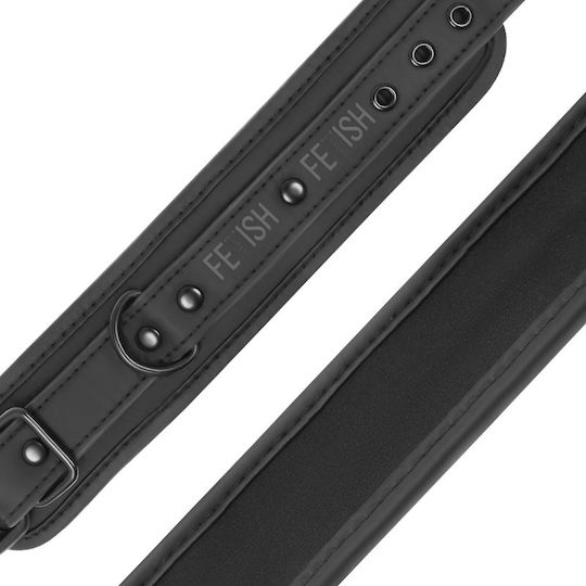 Fetish Submissive Ankle Cuffs Vegan Leather Handcuffs in Black Color