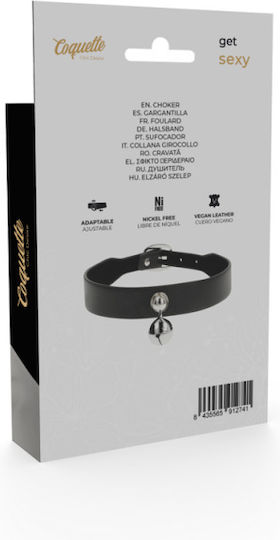 Coquette Hand Crafted Choker with Ring Jingle Bell Halsband in Schwarz Farbe