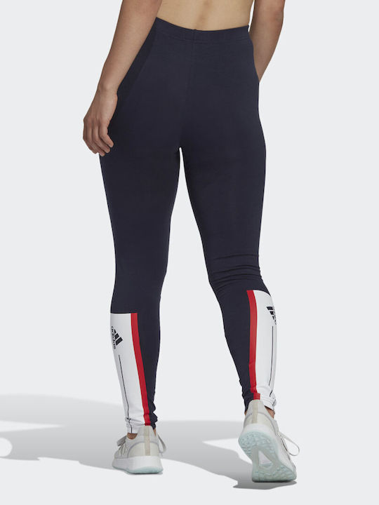 Adidas Essentials Pinstripe Block Women's Long Training Legging High Waisted Navy Blue