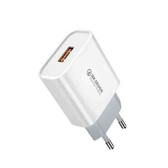WK Charger Without Cable with USB-A Port 18W Quick Charge 3.0 Whites (WP-U57)