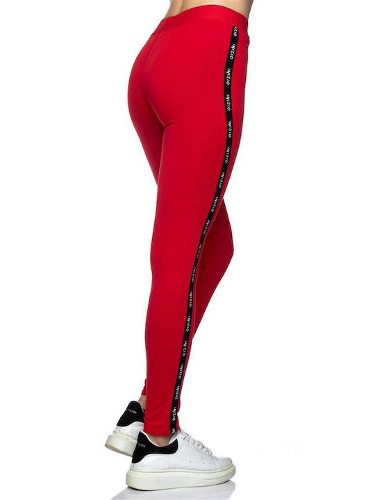 Inizio Women's Long Legging High Waisted Red