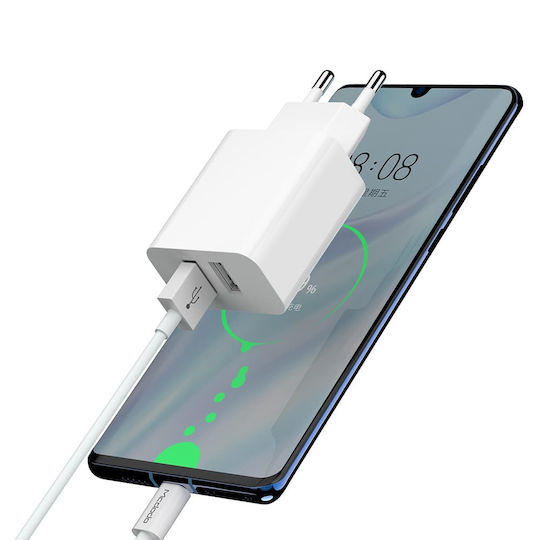 Mcdodo Încărcător cu 2 Porturi USB-A și Cablu USB-C Albς (CH-6721)