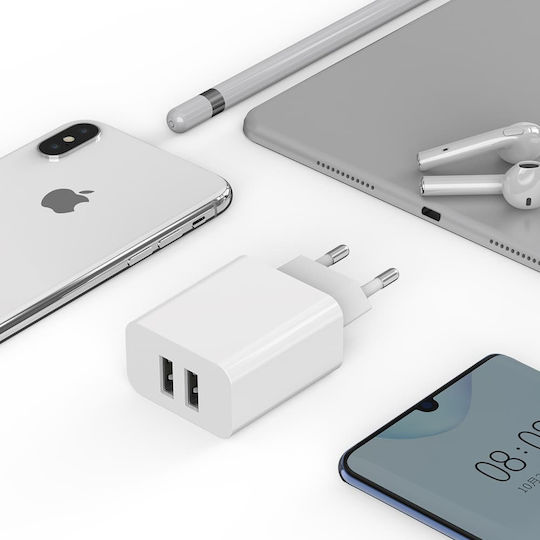 Mcdodo Încărcător cu 2 Porturi USB-A și Cablu USB-C Albς (CH-6721)