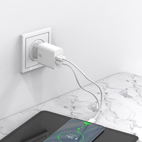Mcdodo Încărcător cu 2 Porturi USB-A și Cablu USB-C Albς (CH-6721)