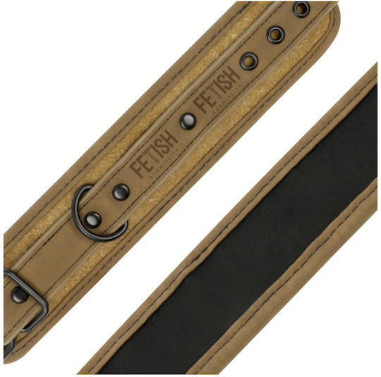 Fetish Submissive Origin Handcuffs Vegan Leather Χειροπέδες σε Καφέ Χρώμα