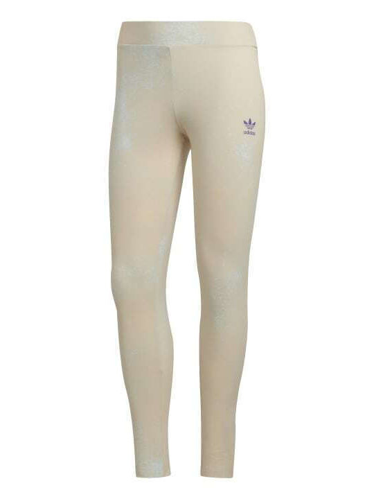 Allover Print Women's Long Training Legging High Waisted Beige