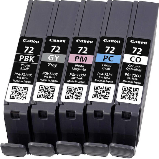 Canon PGI-72 Original Pack of 5 InkJet Printer Inks Photo Blue / Photo Magenta / Photo Black / Gray / Chroma Optimizer (6403B007)