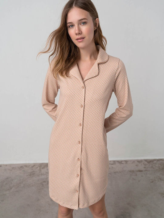 Vamp Sommer Damen Nachthemd Braun