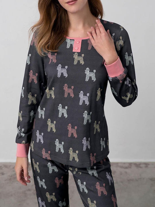 Vamp Winter Damen Pyjama-Set Gray