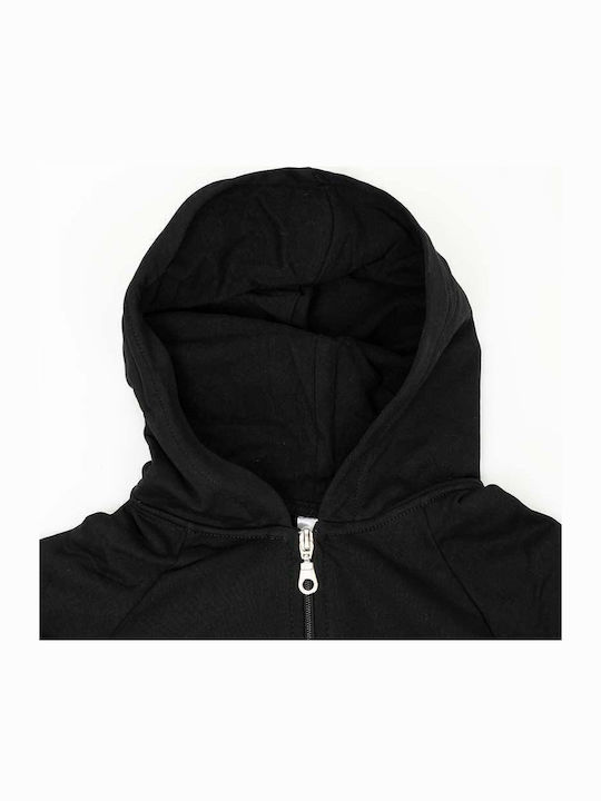 Athletic Kids Sweatshirt Cardigan Cotton with Hood Black