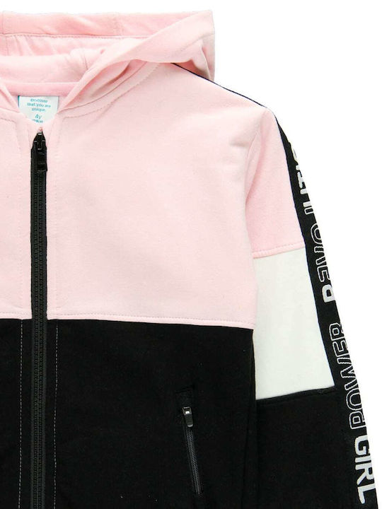 Kinder-Sweatshirtjacke Baumwolle mit Kapuze Rosa