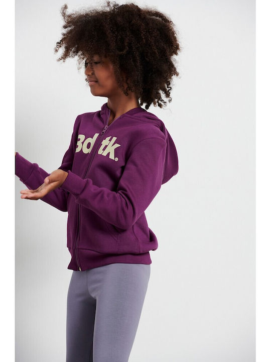Athletic Kids Sweatshirt Cardigan with Hood Purple