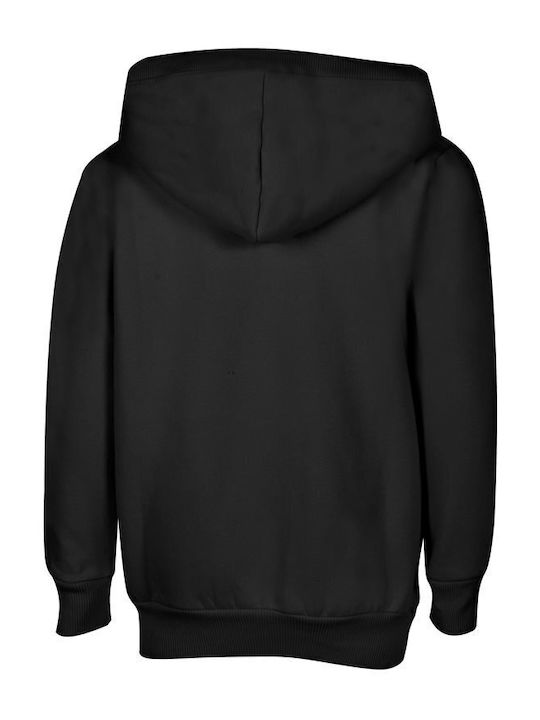 Athletic Kids Sweatshirt Cardigan Cotton with Hood Black