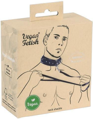 Vegan Fetish Vegan Fetish 100% Vegan Collar With leash Guler în Culoare Negru