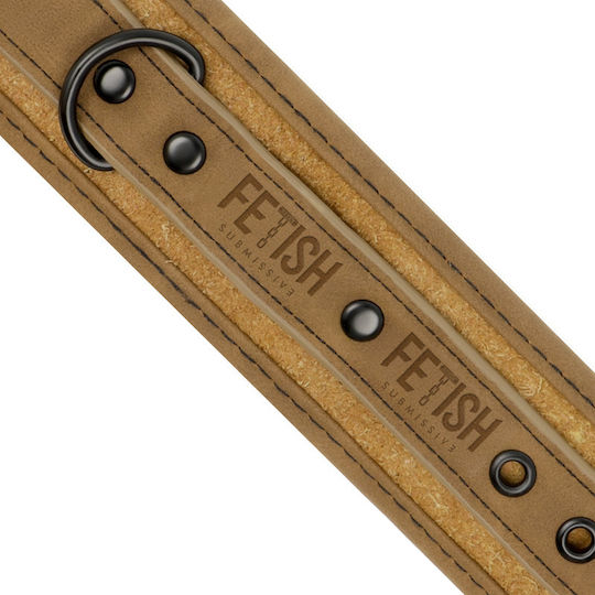 Fetish Submissive Ankle Cuffs Vegan Leather Handcuffs in Brown Color