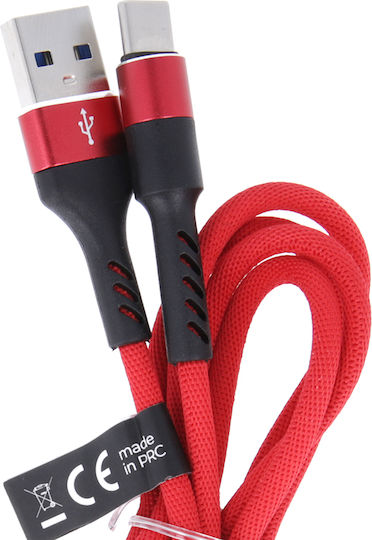 Maxlife Fast Reinforced Braided USB 2.0 Cable USB-C male - USB-A Κόκκινο 1m MXUC-01TR