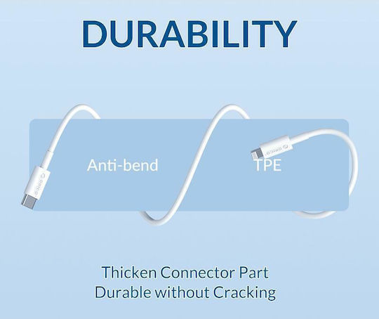 Orico CL01-10 USB-C to Lightning Cable Λευκό 1m (CL01-10-WH-BP)