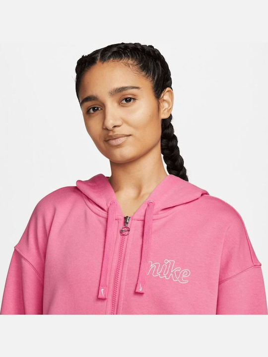 Dri-Fit Get Fit Damen Sweatshirt French Terry mit Kapuze Rosa