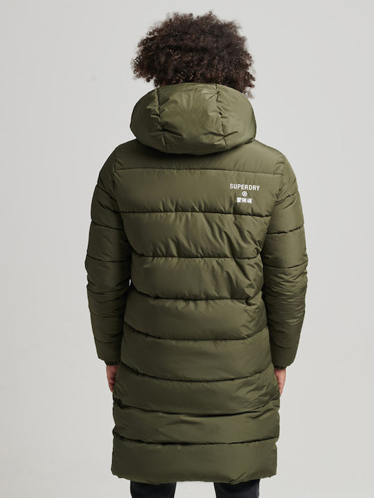 Longline Winter Jacket Puffer Dark Moss