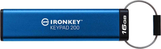Kingston IronKey Keypad 16GB USB 3.2 Stick Μπλε