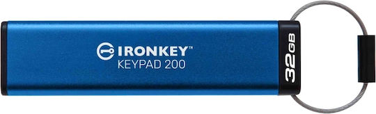 Kingston IronKey Keypad 32GB USB 3.2 Stick Μπλε