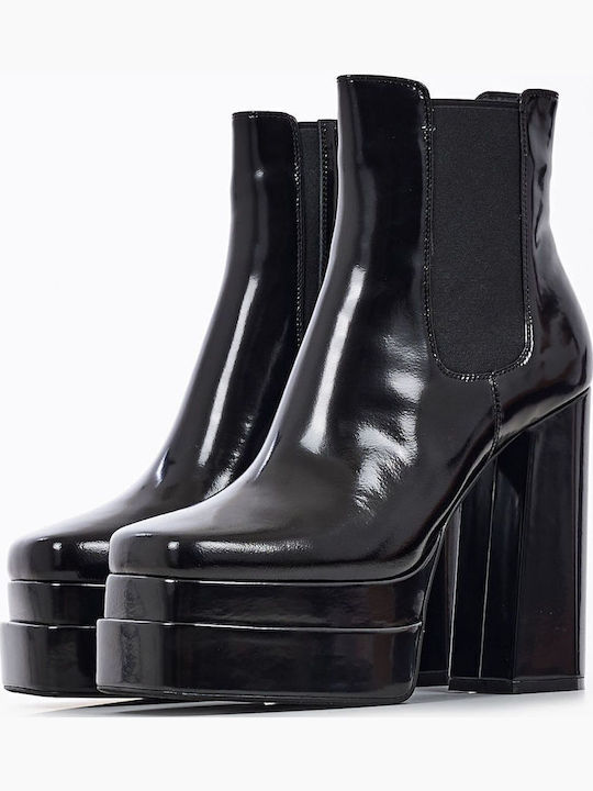 Kickin Leather Women's Chelsea Boots with High Heel Black