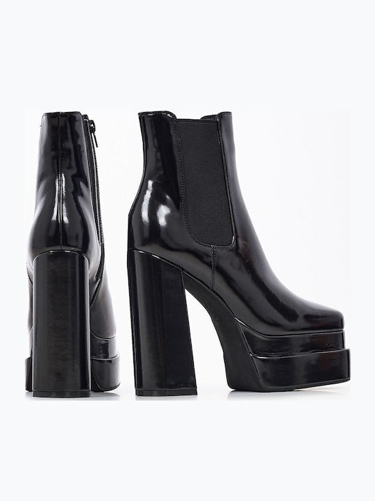 Kickin Leather Women's Chelsea Boots with High Heel Black