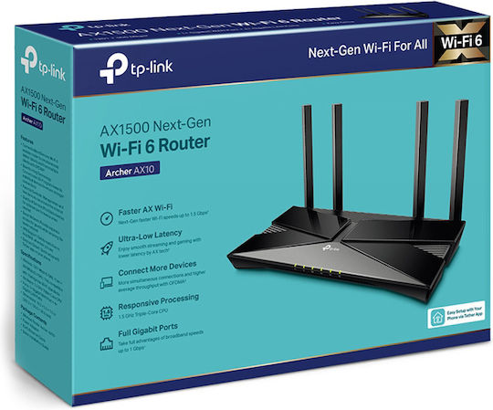 TP-LINK Archer AX10 v1.2 Wireless Router Wi‑Fi 6 with 4 Gigabit Ports