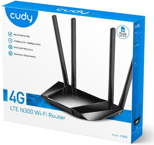 Cudy LT400 v1 Ασύρματο 4G Router Wi‑Fi 4 με 4 Θύρες