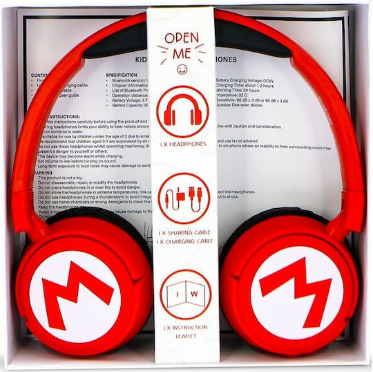 OTL Super Mario Icon Fără fir / Cu fir Pentru copii On Ear Căști Roșii