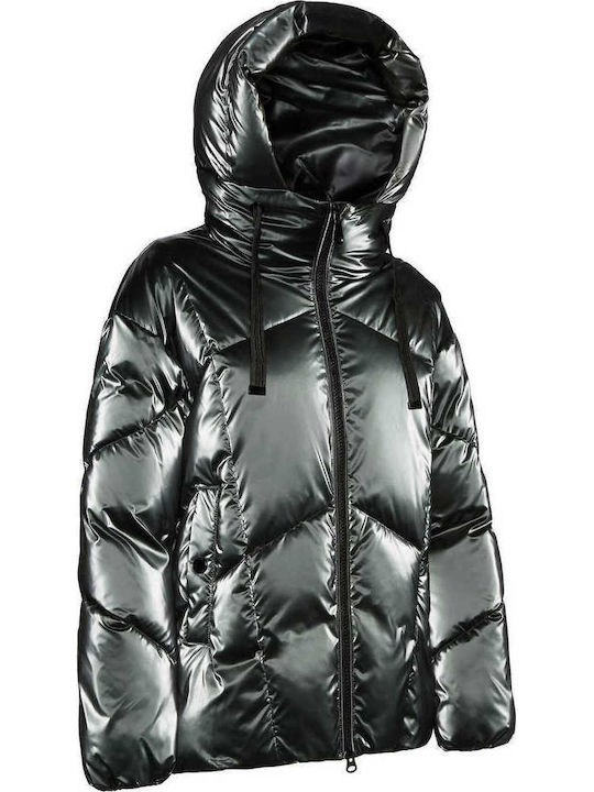 Kurz Damen Puffer Jacke für Winter Gray