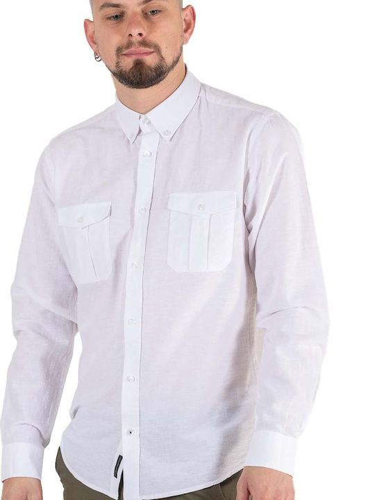 Long-sleeved Linen Shirt Off White