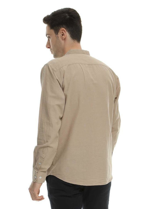 Double Men's Shirt Long Sleeve Cotton Beige