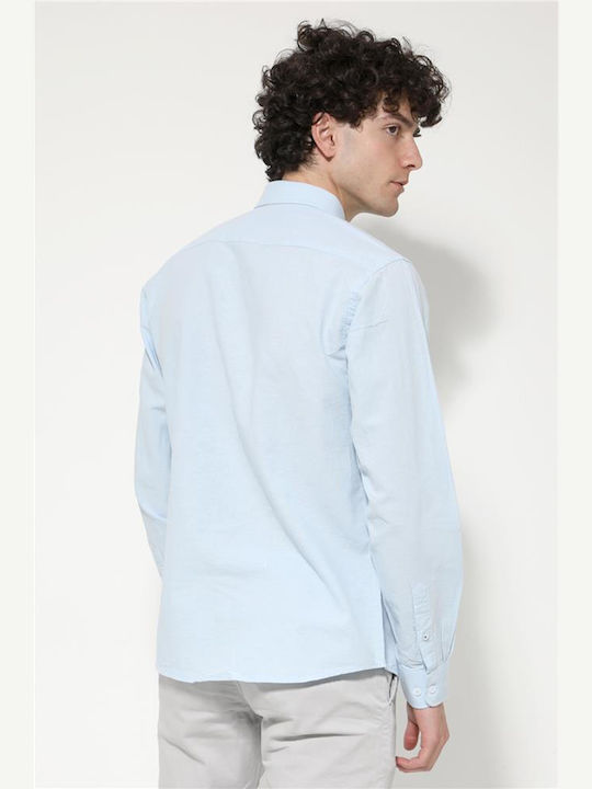 Long-sleeved Linen Shirt Light Blue