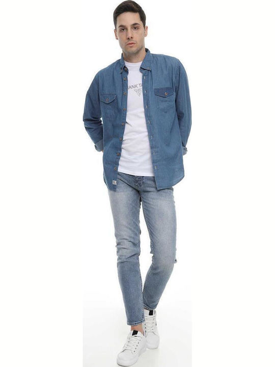 Long-sleeved Denim Shirt Light Blue