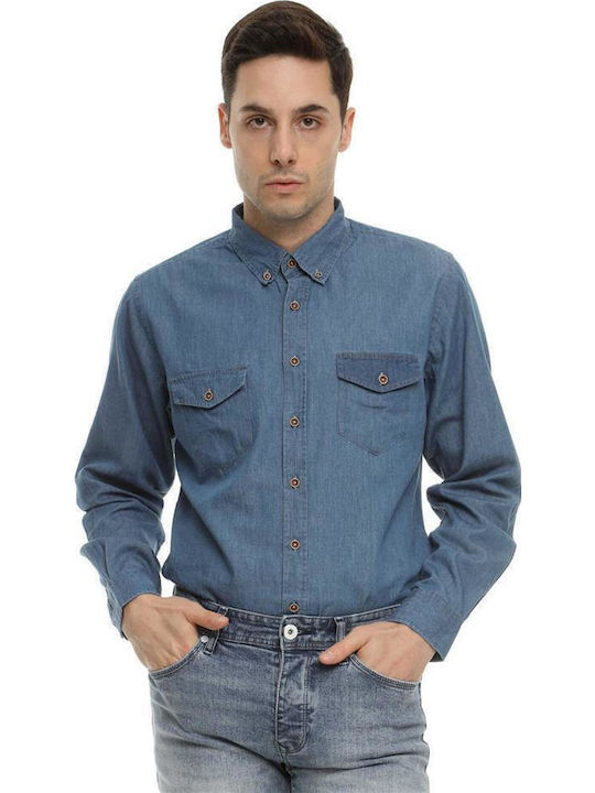 Long-sleeved Denim Shirt Light Blue