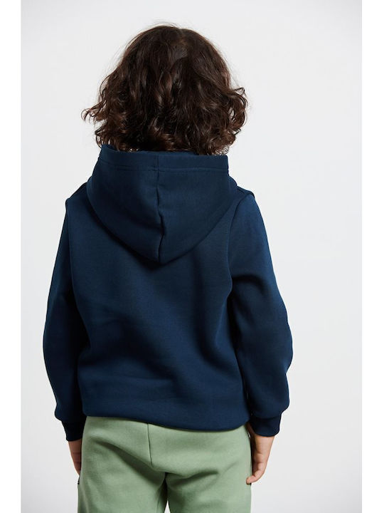 Fleece Παιδικό Φούτερ με Κουκούλα και Τσέπες Μπλε