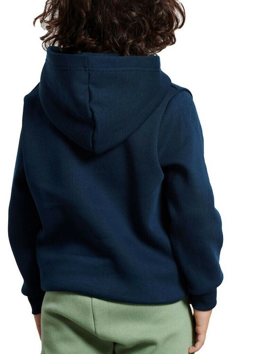 Fleece Παιδικό Φούτερ με Κουκούλα και Τσέπες Μπλε