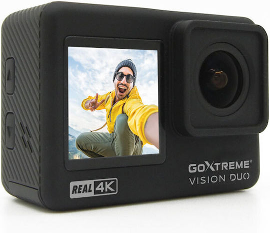 EasyPix GoXtreme Vision DUO Action Camera 4K Ultra HD Υποβρύχια (με Θήκη) με Οθόνη Αφής 2" και Wi-Fi Μαύρη