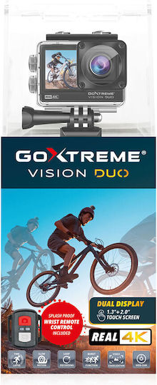 EasyPix GoXtreme Vision DUO Action Camera 4K Ultra HD Υποβρύχια (με Θήκη) με Οθόνη Αφής 2" και Wi-Fi Μαύρη