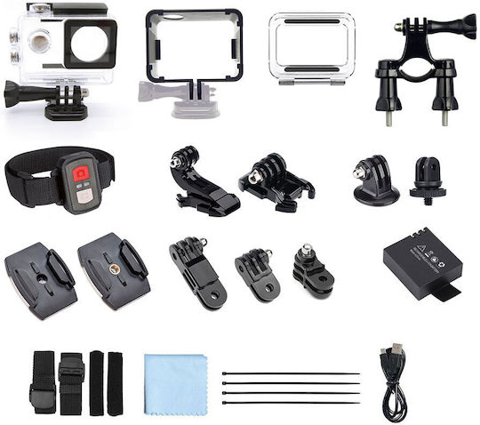 EasyPix GoXtreme Vision DUO Action Camera 4K Ultra HD Υποβρύχια (με Θήκη) με Οθόνη Αφής 2" και Wi-Fi Μαύρη