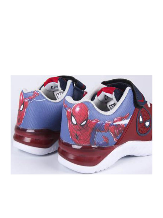 Spiderman Kids Sneakers with Hoop & Loop Closure and Lights Blue