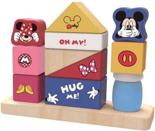 Tooky Toys Bauklötze Blöcke Schloss Mickey & Minnie Hölzernes für 1,5+ Jahre 10 Stück