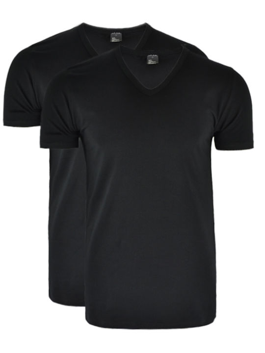 Vamp 0134 Men's Undershirts Short-sleeved in Black Color 2Pack