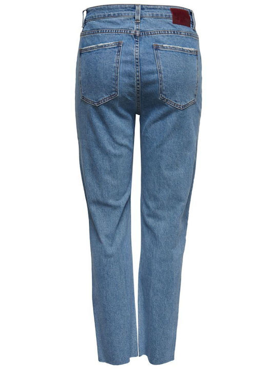 Hoch tailliert Damenjeans in Gerader Linie Light Blue Denim